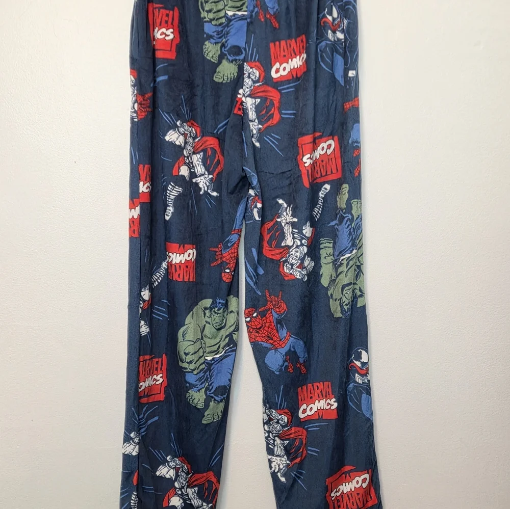 Mens Marvel Superheroes Characters Silky Pajama Pants Sz Large